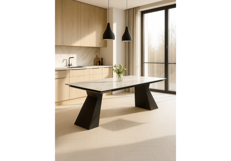 Керамический стол Денхольм 240(290)х100х75 rystal onyx bianco / черный (100x75)