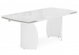 Керамический стол Готланд 180(240)x90 statuario titan gloss / белый (90x79)