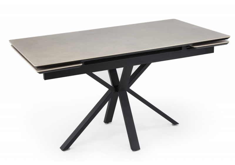 Керамический стол Старлайт 140 (200) х 80 carmen light grey / черный (80x75). 