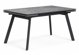 Керамический стол Норман 140(200)х80 серый мрамор larka grey / черный (80x75)