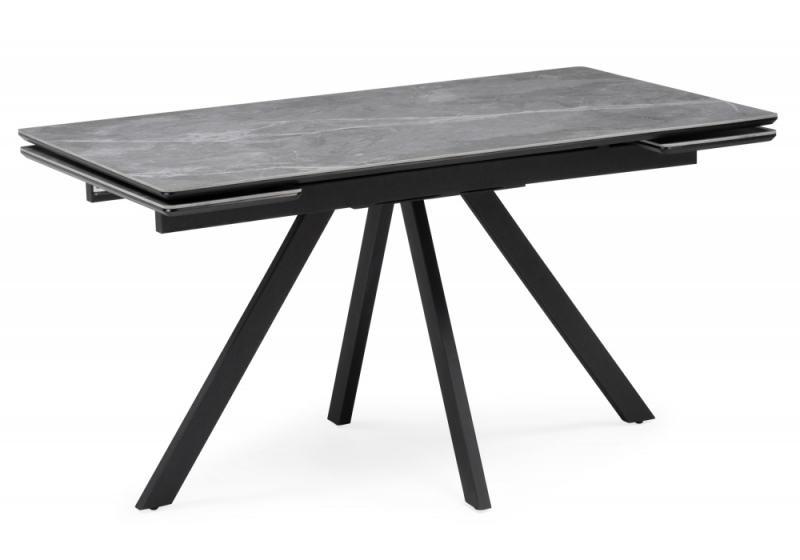 Керамический стол Вилли 140(200)х80 серый мрамор larka grey / черный (80x75). 