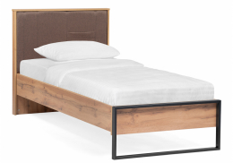 Кровать Iris 90х200 металл дуб вотан / черный муар (93,4x)