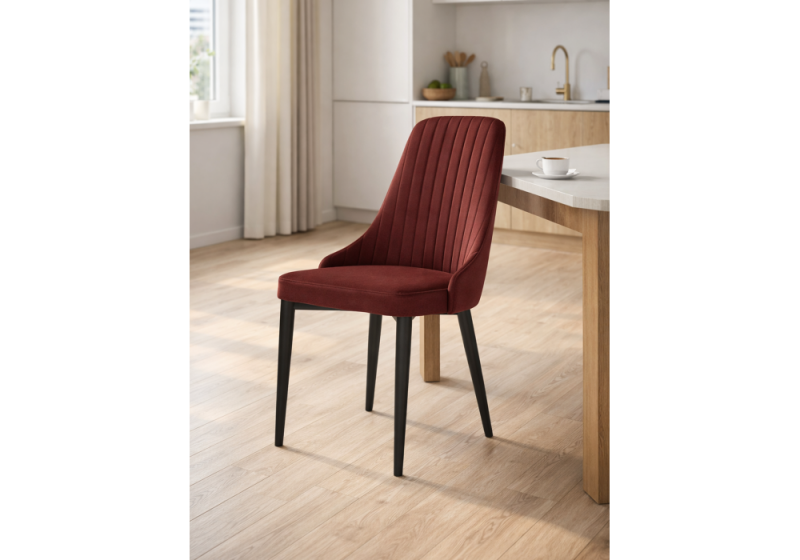 Стул на металлокаркасе Kora wine red / black (47x57x89)